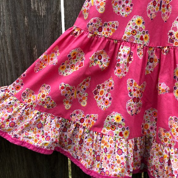 Les Filles de Provence Girl's Sun Dress Pink Floral Cotton Butterflies 4Y - Picture 3 of 6